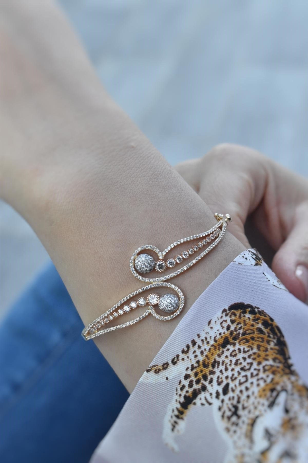 AydınGold 14 Ayar Altın,Taşlı Bileklik