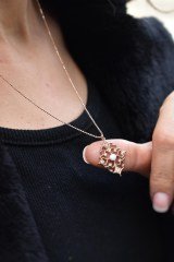 14 Ayar Roz Altın,Opal Taşlı Tasarım Kolye AGKLY283