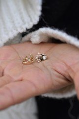 14 Ayar Altın,Taşlı Taç Küpe AGKP143